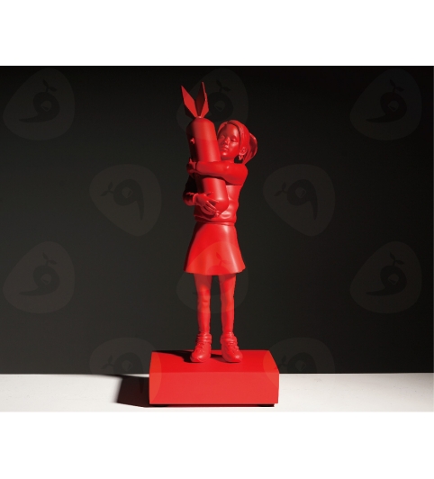 Banksy - 炸彈女孩(紅)